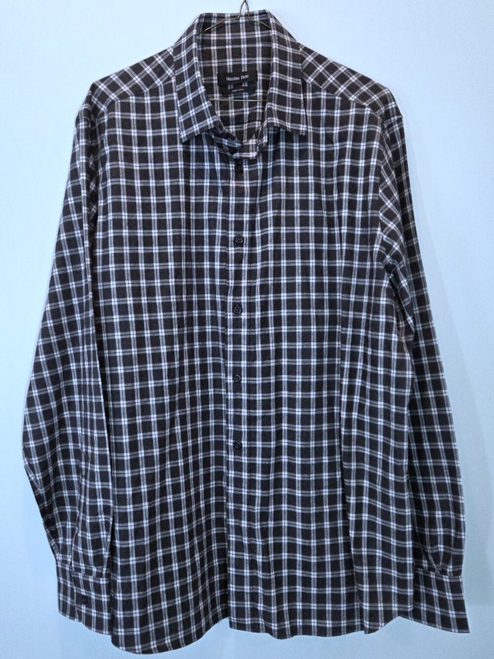 NWOT Massimo Dutti Gray Plaid Shirt Size XL